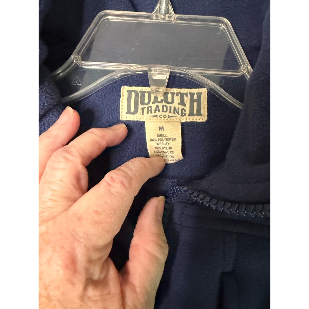 Duluth Trading Co Mens Fleece Vest MED Navy Blue Full Zip Pocket Fall Light - Picture 5 of 10